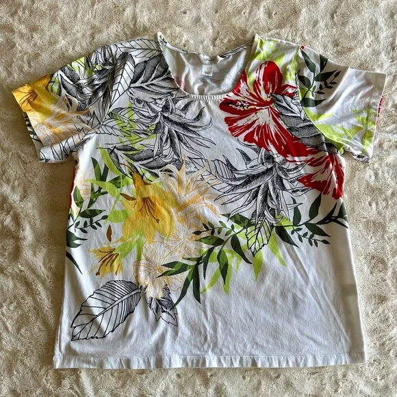 cj banks Size X Short sleeve top | Bright tropical floral design - Picture 3 of 7